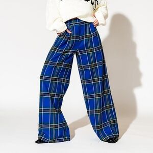 Dressed in LALA Lovers Lane Wide Leg Plaid Pull On Trousers XL